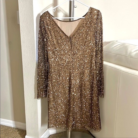 ADRIANNA PAPELL Sequin Sheath Cocktail Midi Dress Size 8 - Picture 6 of 10